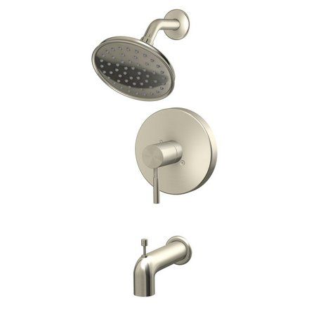 an image of a shower faucet with thermostaer and hand shower head