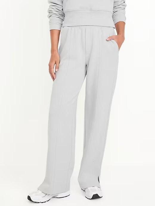 High-Waisted Dynamic Fleece Trouser Pants | Old Navy Sporty Relaxed Fit Pull-on Bottoms, Comfortable Straight Sweatpants With Pull-on Style, Elevated Casual Full-length Bottoms With Side Pockets, Stretch Sweatpants With Pull-on Style, Elevated Casual Solid Pull-on Bottoms, Comfortable Pull-on Sweatpants For Fall, Relaxed Fit Pull-on Solid Pants, Comfortable Solid Pull-on Style Pants, Elevated Casual Relaxed Fit Pull-on Bottoms