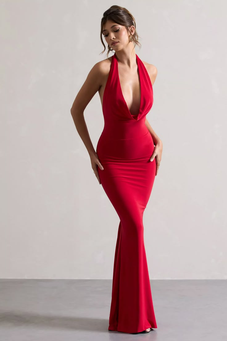 Step out in style in our beautifulMilanimaxi dress. Perfect for making an entrance, this red maxi dress features a plunging cowl neck, scoop back design and curve contouring fishtail silhouette to highlight those curves in all the right places. Crafted in our premium jersey fabric,Milaniis the ultimate event dress that will never go out of style.   Features  - Premium stretch jersey - Plunge cowl neckline - Halter swanhook closure  - Fishtail skirt - Maxi length    Sizing & Fit  Model is _ and wears UK size _ / US size _    Product Information     Double layered with good stretch  Premium jersey in Red (95% Polyester, 5% Elastane)  157cm total length  SKU:CL128040004   Style Tips Tuck and drape the cowl neckline to achieve the desired look and use BOOMBA Magic Strips for all-day stay Achievement Board, Midi Bridesmaid Dress, Fishtail Maxi Dress, Red Maxi Dress, Event Dress, Fishtail Skirt, Red Maxi, Party Dress Long Sleeve, Cowl Neck Dress