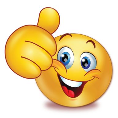 an emoticive smiley face making a thumbs up sign