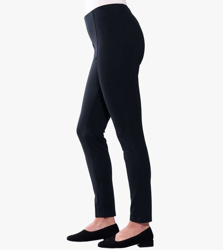 Our best selling leggings with smooth lines and fabulous curves. Comfort and stretch have a whole new meaning when it comes to these 4-way stretch Ponte knit leggings. This is a limited production item produced in small quantities. If your selected size is currently sold out, pre-order yours today if available to be first on the list for our next shipment! Model above is 5'11" wearing size S. Complete the look with any of our tops:https://www.stellacarakasi.com/collections/tops And with any of o Sleek High Stretch Solid Color Pants, Sleek Yoga Pants, Elegant Comfort Stretch Pants, Elegant Black 4-way Stretch Pants, Elegant Solid Color Leggings For Work, Classic Stretch Tights Made Of Elastane, Black Fitted Leggings With 5-inch Inseam, Fitted Full-length Pull-on Leggings, Versatile Black Elastane Tights