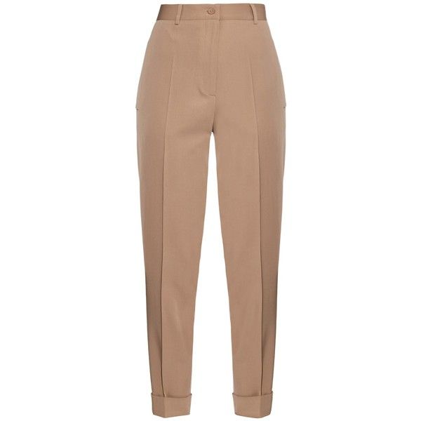 Bottega Veneta High-waisted wool-twill trousers (€690) ❤ liked on Polyvore featuring pants, high waisted pants, high waisted trousers, cuff pants, cuffed pants and wool pants Slim Fit Formal Pants, Pegged Pants, Classy Work Attire, Trouser Pants Pattern, Peg Pants, Cuff Pants, Jeans Beige, Corporate Wear, Twill Trousers