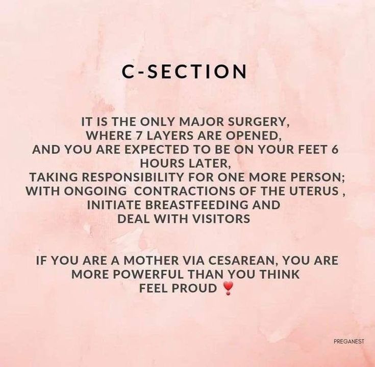 a pink background with the words c - section written in black and white on it