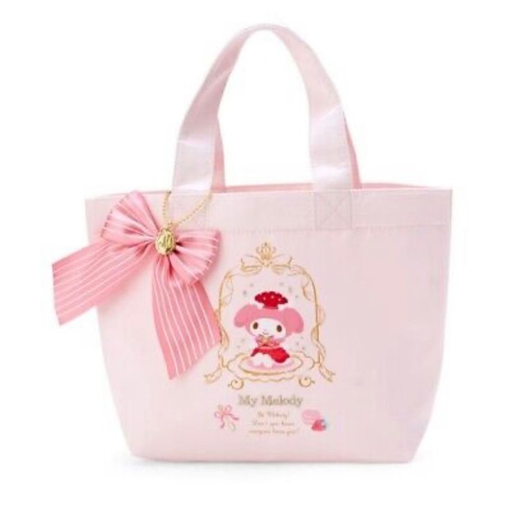 New, Still In Original Packing My Melody Tote Bag/Handbag From The Sanrio Tea Room Collection. - Imported From Japan - 1 Internal Slot Pocket - Embroidered Details - Ribbon And Initial Charm - Measures Approximately 12.8 X 4.1 X 8.5 Inches *I Also Have The Matching Zippered Pouch Listed. Bundle To Save On Shipping. Sanrio Tote, Sanrio Bag, Felt Tote, Fashion Tote Bag, Straw Tote, Sanrio Characters, Shopper Tote, My Melody, Cute Bags