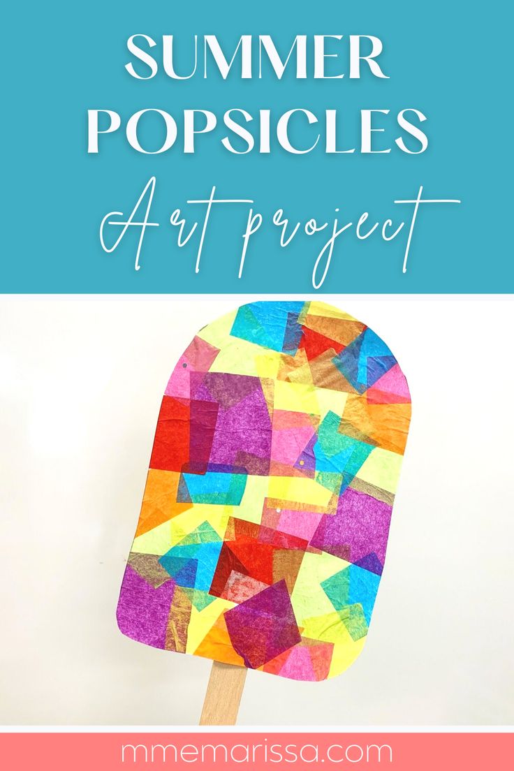 an ice cream popsicle made out of colorful paper and the words summer popsicles art project