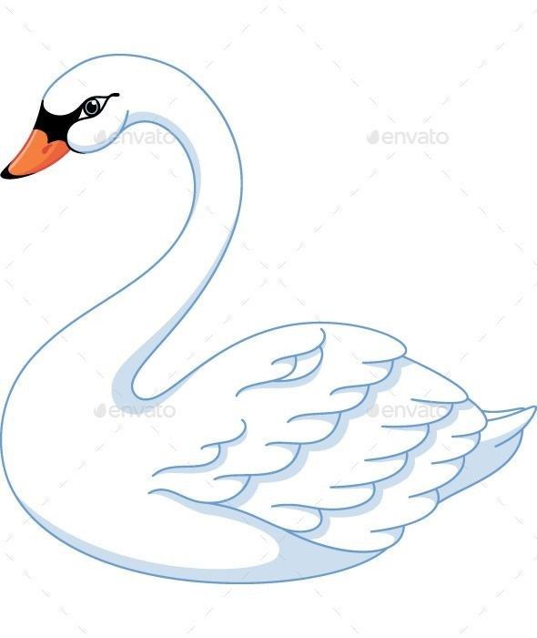 a white swan on a white background - animals characters