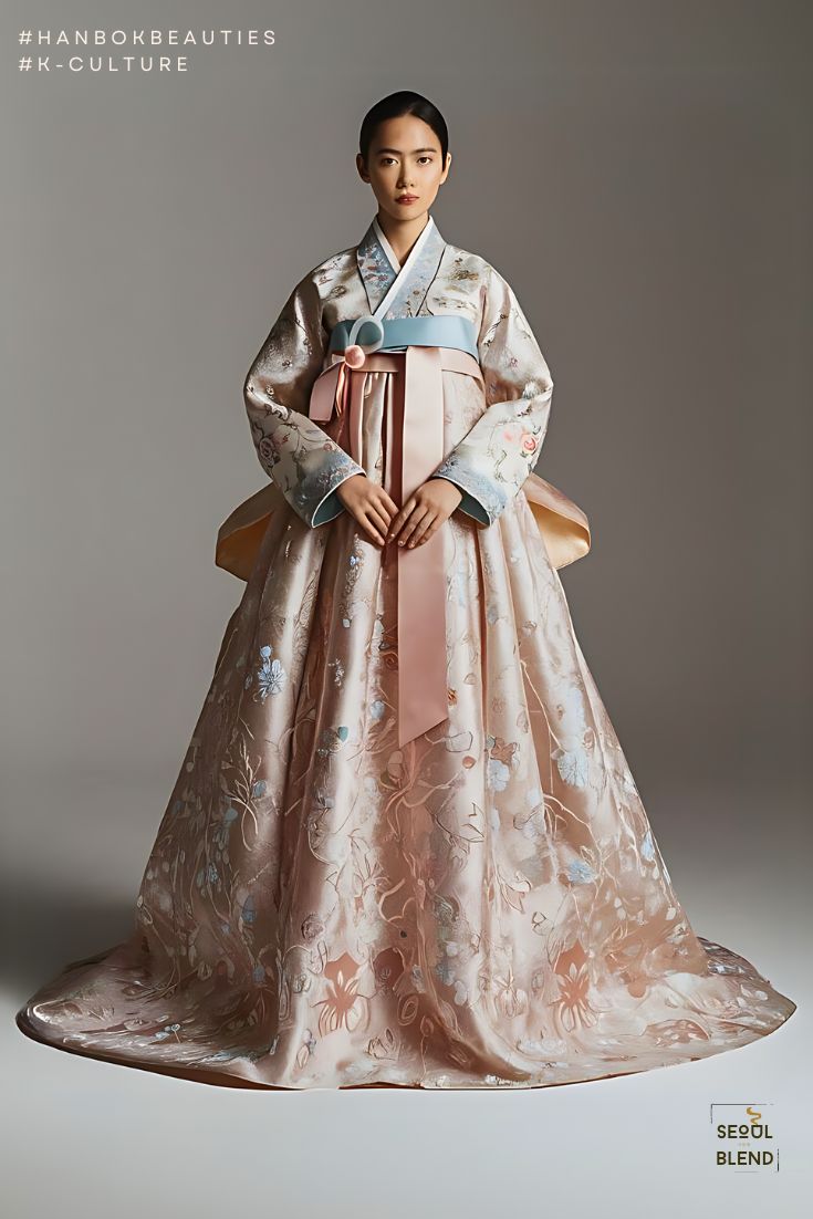 Hanbok Re-imagined:  Ethereal Beauty Korean Hanbok Design, Korean Clothes Traditional, Korean Outfit Traditional, Hanbok Inspired Dress, Hanbok Inspired Fashion, Korean Culture Dress, Pastel Hanbok, Korean Royal Hanbok, Korean Hanbok Aesthetic