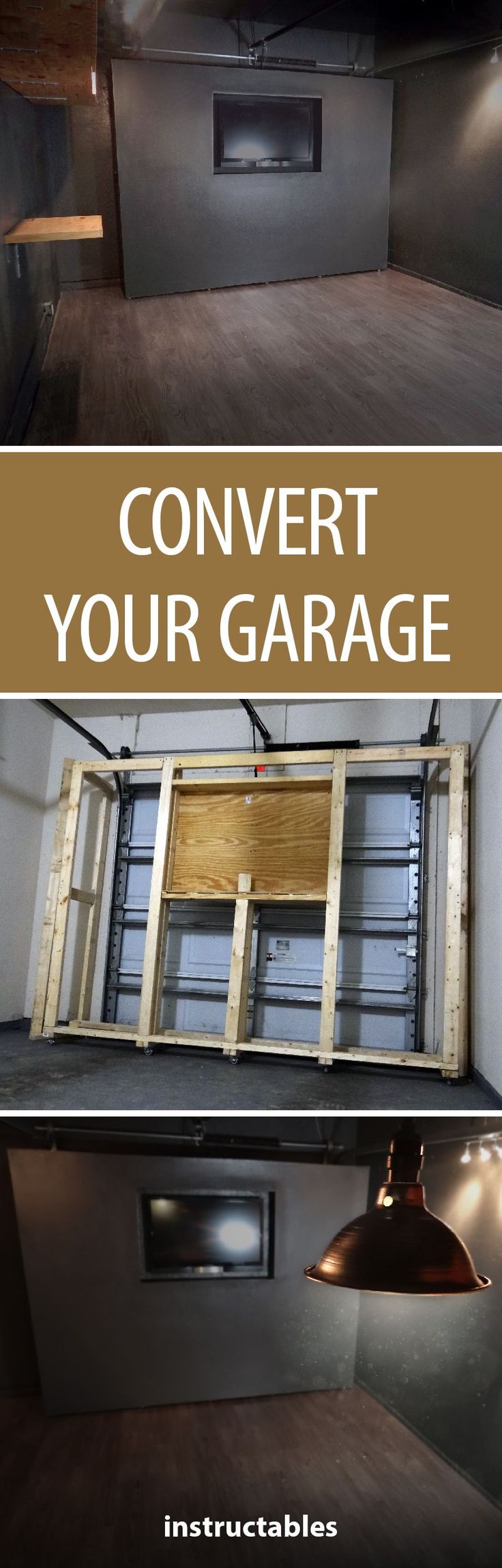 an empty garage with the words convert your garage