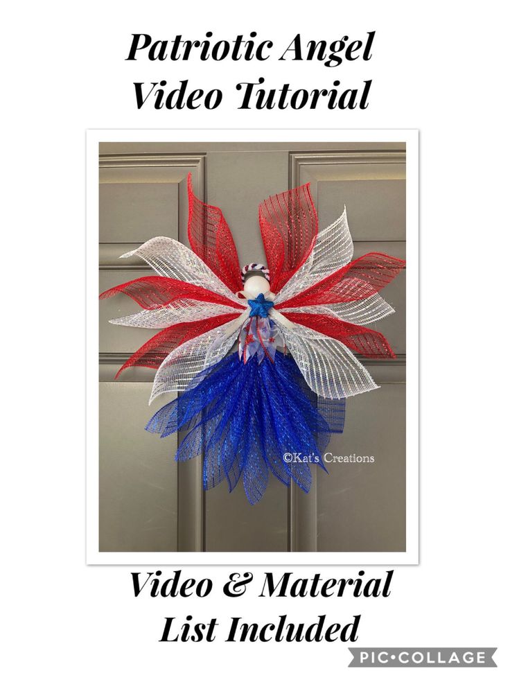 an image of a red, white and blue wreath with the words patriotic angel video tutor