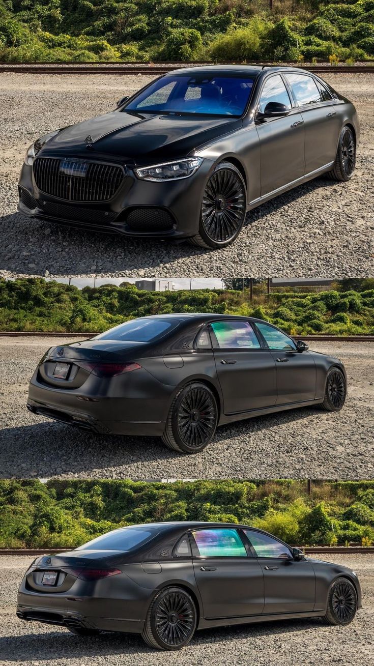 three different views of the same car in four different stages, one is black and the other is gray