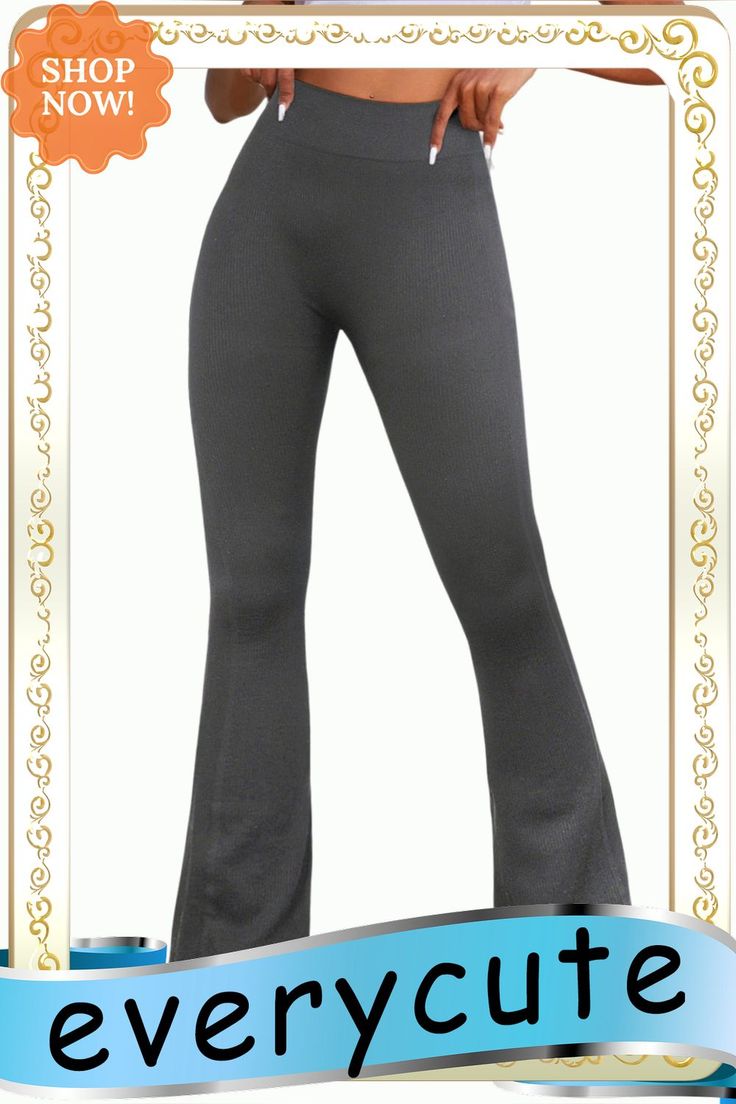 Gray Black High Waist Tummy Control Flared Sports Pants Stretch Wide Leg Yoga Pants For Gym, Wide Leg Workout Bottoms Sportswear, Wide Leg Sportswear Bottoms For Workout, Full Length Stretch Sportswear Bottoms, Fitted Solid Color Sweatpants Sportswear, High Stretch Athleisure Trousers, High Waist Stretch Sweatpants For Athleisure, Fitted High Waist Sweatpants For Workout, Stretch Wide Leg Sweatpants For Workout