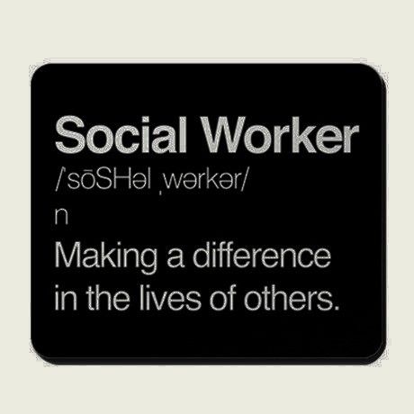 a black and white coaster with the words social worker on it's back side