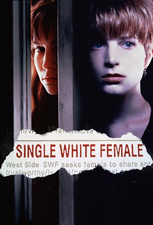 a movie poster for the film single white female with two women behind bars and torn paper