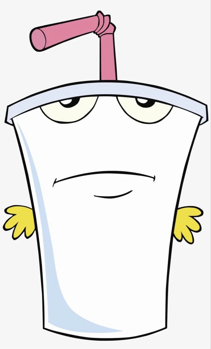 a cartoon cup with a toothbrush sticking out of it's mouth and eyes