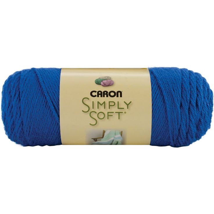 blue yarn with the words simply soft written on it in front of a white background