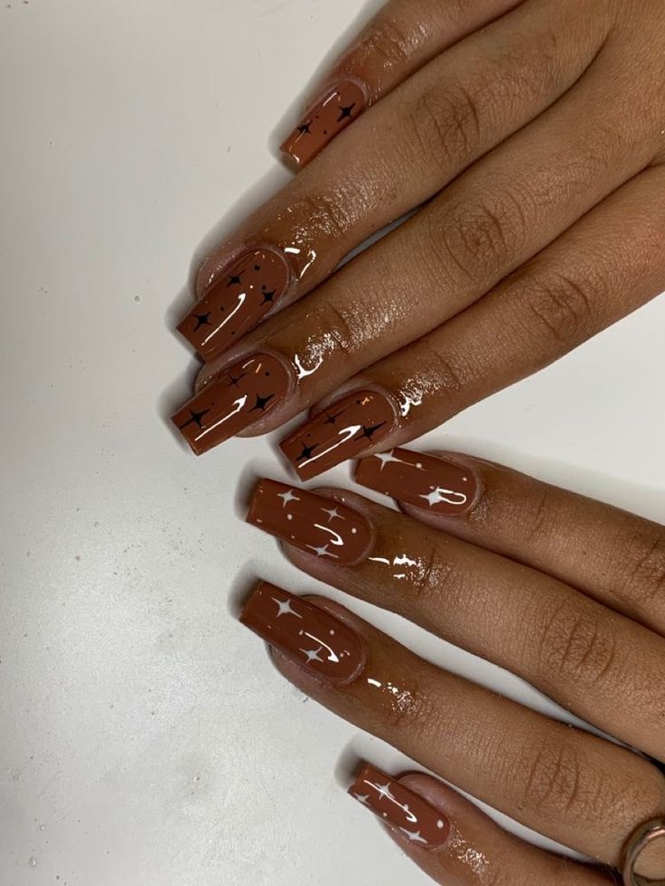 Nail Designs With Brown Polish, Brown Halloween Nails, Brown Acrylic Nails Design, Brown Nails Art, Different Shade Of Brown Nails, Trendy Brown Nails, Stylish Nail Art, Brown Nail Art, Acrylic Nail Ideas