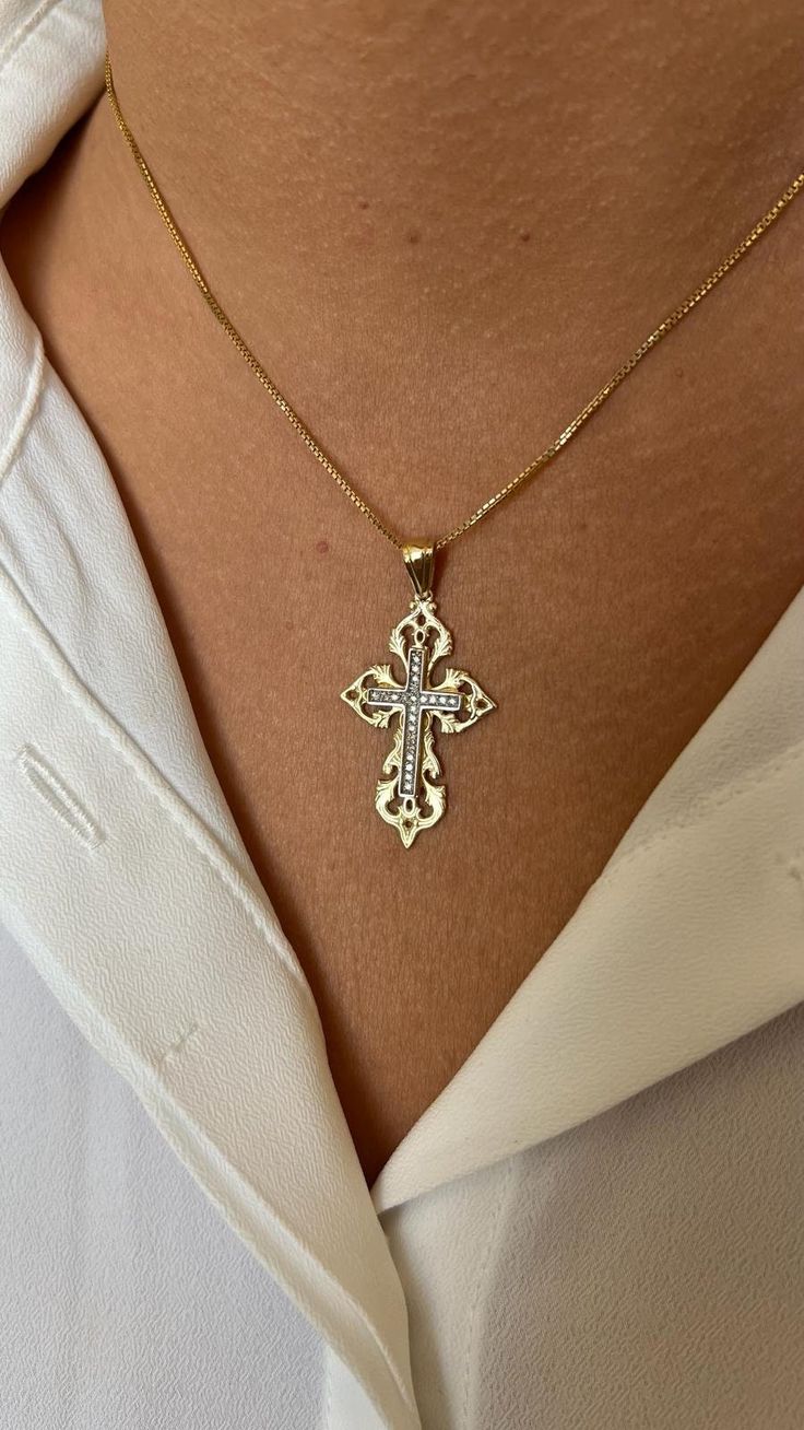 This exquisite 14K gold cross necklace features intricate and unique embellishments on the cross itself, showcasing a stunning design that stands out.  At the center of the cross, there is a captivating diamond cross, with the option to choose between sparkling white or bold black diamonds. The diamonds are natural, high-quality, and conflict-free, ensuring ethical sourcing. This distinctive cross is a one-of-a-kind piece, crafted in the Holy Land, making it a meaningful addition to any jewelry collection or a thoughtful gift for someone special. Designed as a unisex accessory, this 14K  Gold Pendant  embodies heritage and elegance, offering high-quality, meaningful jewelry for those who appreciate timeless sophistication.  Treat yourself or someone special to this meaningful accessory tod Cross Christian, Gold Cross Necklace, Gold Cross Pendant, Natural High, Meaningful Jewelry, Diamond Cross, Black Diamonds, Holy Land, Unisex Accessories