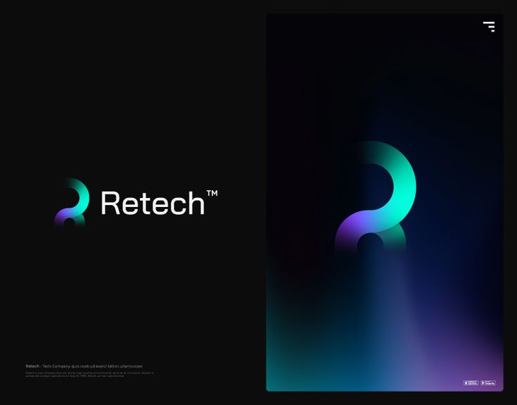 the logo for retech is shown in black and blue colors on a dark background