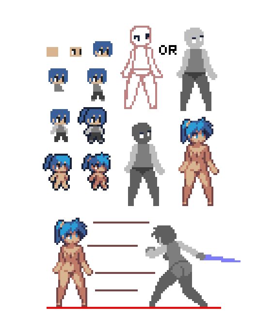 pixel art with different types of people