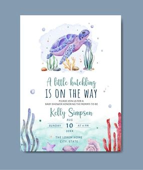 a little turtleling is on the way baby shower card