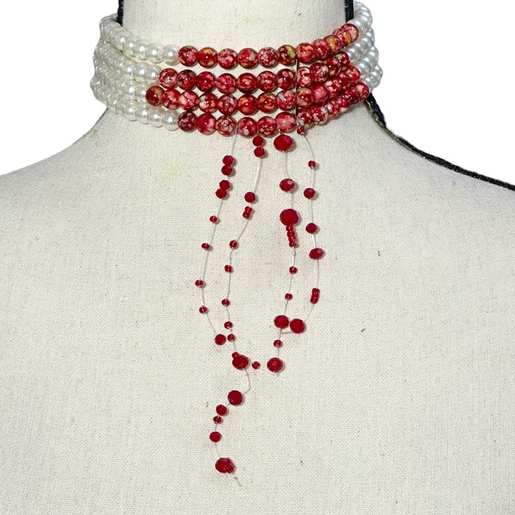 20% Off Bundles! New Without Tags. No Flaws. See Images For Details. Brand: Unknown Item: Choker Size: 13” W/ 3” Extender Width: 1.5” Pendant Drop: 5” Color: White & Red Closure: Lobster Clasp Features: 4 Strands Of Faux Pearls W/ Red Pearls And Beads As Blood. Please Ask All Questions Before Purchasing. #Costume #Vampire #Halloween #Bloody Vampire Diy, Tma Entities, Air Fairy, Vampire Outfit, Gold Heart Choker, Red Vampire, Tiny Pearl Necklace, Ib Art, Vampire Halloween