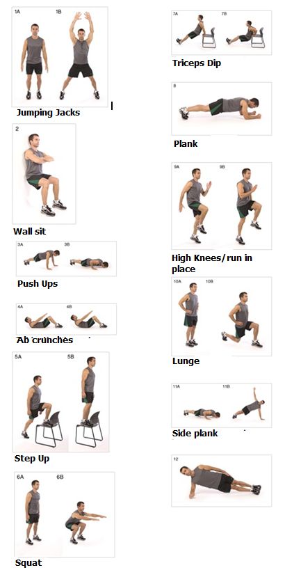 an exercise poster showing the different exercises to do with your legs and arms, including one leg