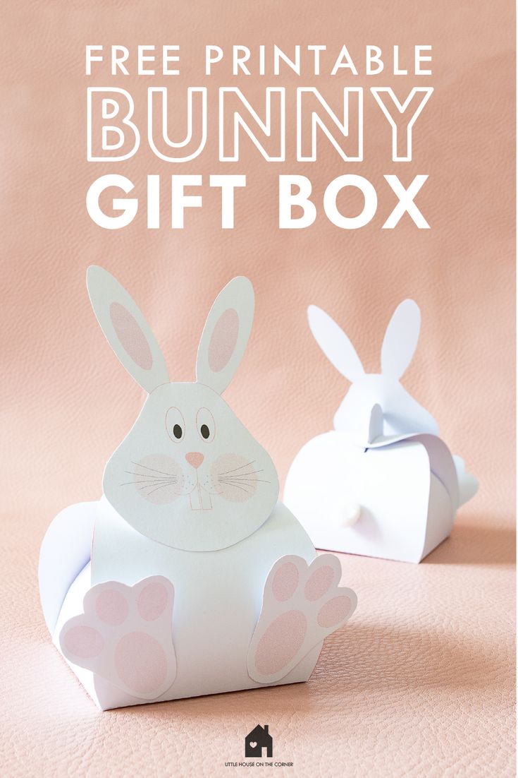 the free printable bunny gift box is shown