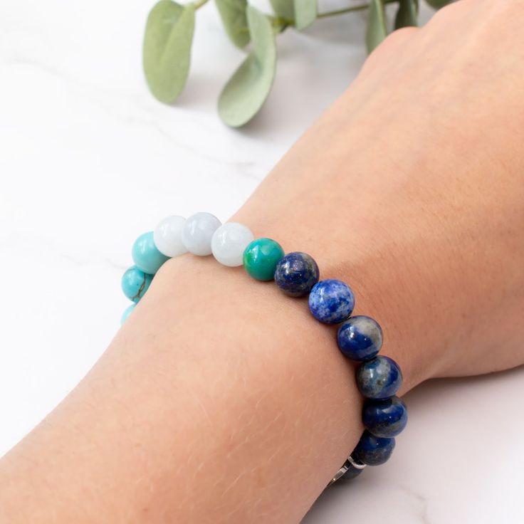 Manifesting Prosperity, Light Activities, Lucky Stone, Eco Friendly Jewelry, Mala Bracelet, Blue Lace Agate, Blue Chalcedony, Lace Agate, Green Aventurine