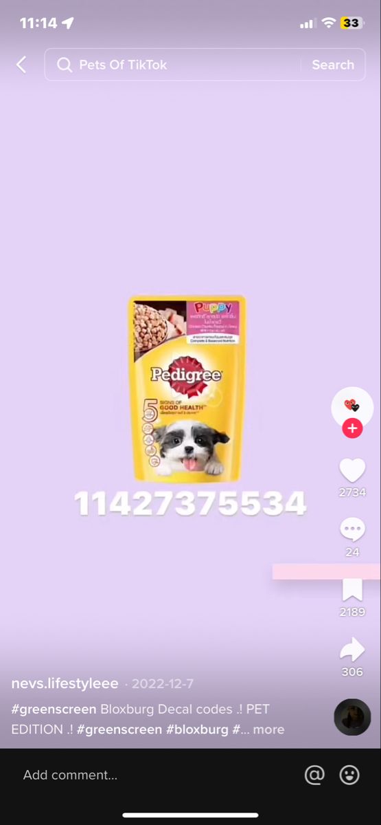 an image of a dog food ad on the phone with it's name and description