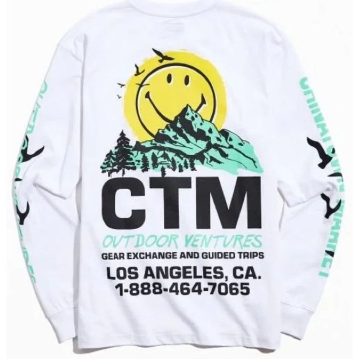 New With Tags Chinatown Market Long Sleeve Shirt Men's Size Small (Can Be Unisex) 100% Cotton Bust- 19 Inches Length- 28 Inches Label Has Been Marked To Prevent Store Returns Outdoor Graphic Tee For Spring, Urban Outfitters Letter Print Tops For Spring, Outdoor Spring Graphic Tee Tops, Spring Graphic Tee For Outdoor, Casual T-shirt For Outdoor Activities In Spring, Spring Outdoor Graphic Tee, Crew Neck Cotton Top For Urban Adventures, Casual Crew Neck Tops For Urban Adventures, Crew Neck Tops For Outdoor Activities In Spring