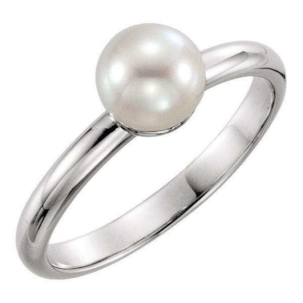 #Freshwater #Pearl #Solitaire Ring, 14K White Gold - Cityscape Rings, Cultured Pearl Ring, Silver Pearl Ring, Solitaire Ring Set, Pearl Engagement Ring, Freshwater Pearl Ring, White Gold Solitaire, White Freshwater Pearl, Pearl Types