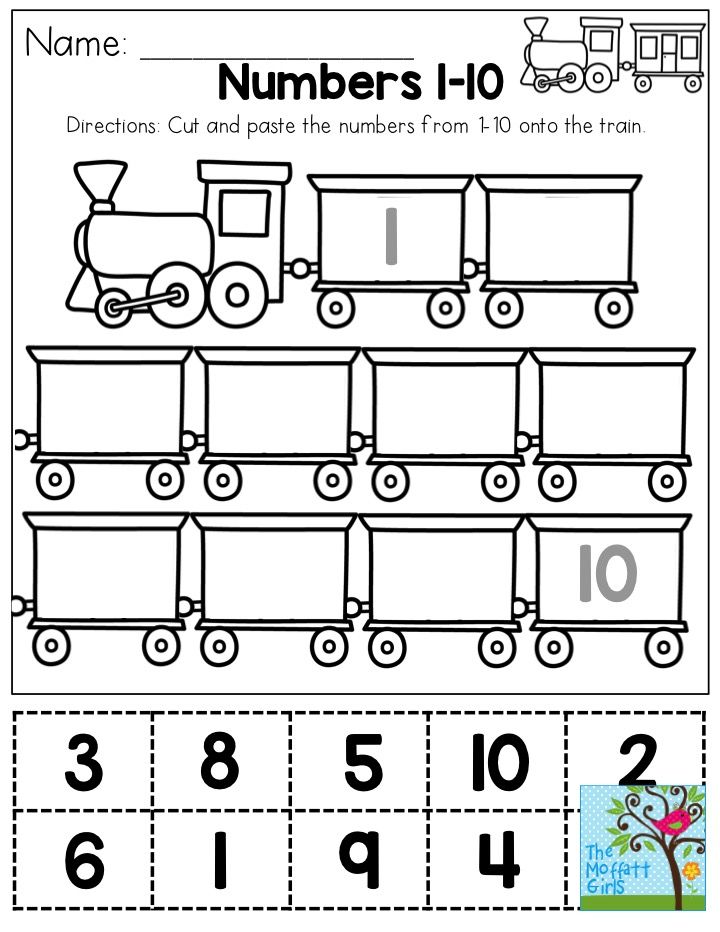 a worksheet for numbers 1 to 10 with train and tree on it,