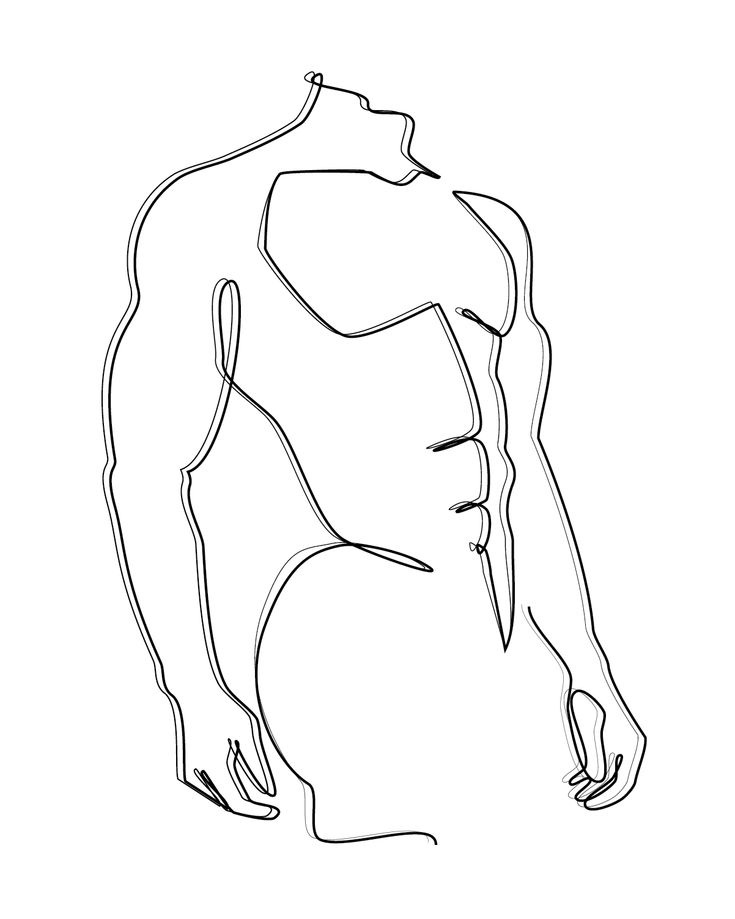 a line drawing of a man's torso