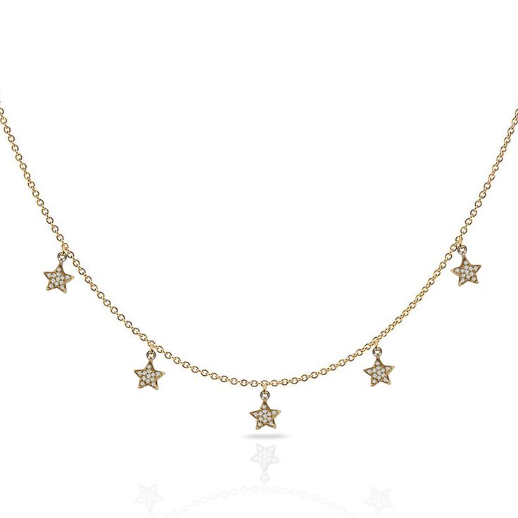 Diamond celestial charm star necklace in 14k gold statement Charming celestial charm necklace featuring five pave set diamond stars with a 16" and a 2" extension chain Ideal for layering statement Diamond Information: 40 diamonds .15 cts statement Gold: White, yellow and rose gold In Stock: one in 14k yellow gold Diamond Star Charm Necklace In Celestial Style, Celestial Diamond Jewelry With Star Charm, Celestial Diamond Necklace With Star Charm, Celestial Diamond Star Charm Necklace, Diamond Star, Star Necklace, Charm Necklace, Gold Diamond, Gold Necklace