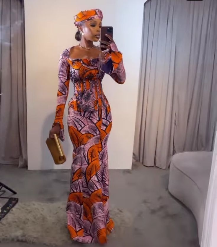 Orange African Dress, Modest Girly Outfits, Ankara Dress Designs, Nigerian Lace Styles Dress, African Attire Dresses, Ankara Long Gown Styles, African Print Dress Ankara, Ankara Gown Styles, Short African Dresses