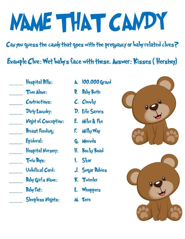 a printable name that candy game with two teddy bears