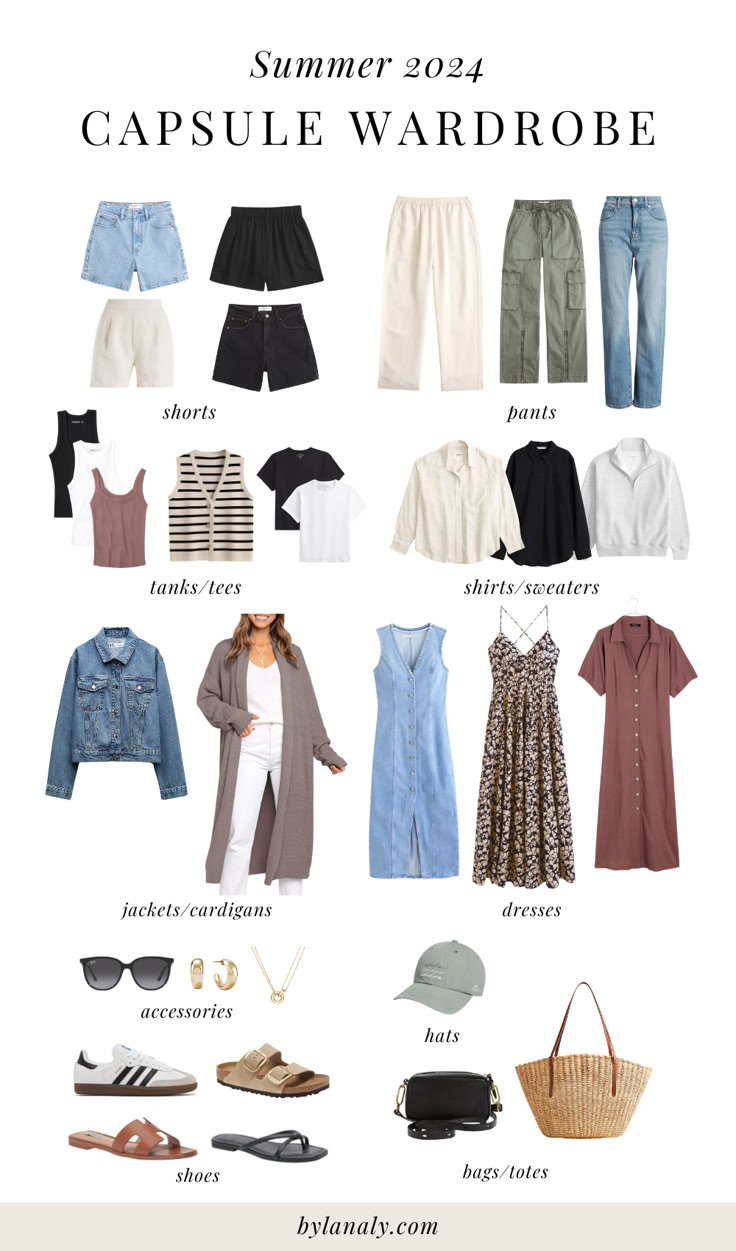 Having a capsule wardrobe as a mom can save you TONS of time and money! Here are some of my favorite capsule wardrobe pieces that will allow you to put together effortless, chic outfits this summer.  capsule wardrobe essentials, summer outfit ideas, chic summer outfits, mom style, mom fashion, capsule wardrobe outfits, capsule wardrobe summer, essential minimalist capsule wardrobe France Wardrobe Capsule, Summer To Fall Capsule Wardrobe, Ten Piece Wardrobe, Time Capsule Outfits, Midsize Summer Capsule Wardrobe, Time Capsule Wardrobe Summer, 10 Day Capsule Wardrobe Summer, Summer Casual Capsule Wardrobe, Mom Capsule Wardrobe Summer