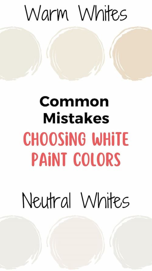 some white paint colors with the words, common misstakes choosing white paint colors neutral whites