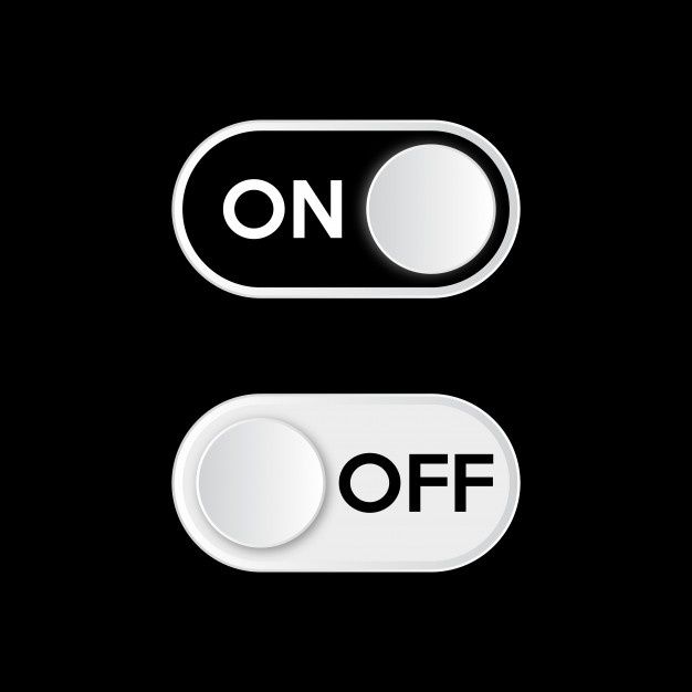 an on and off button are shown in the dark