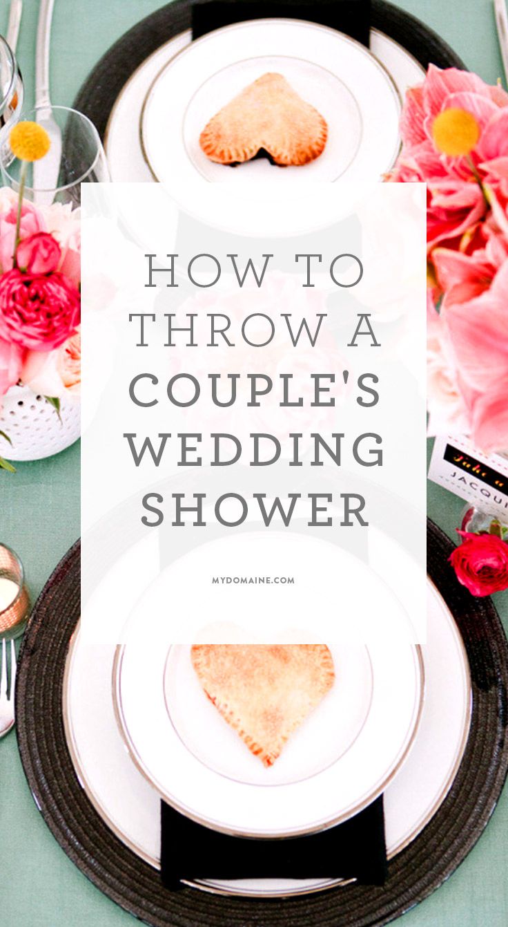 how to throw a couple's wedding shower with flowers and desserts on the table