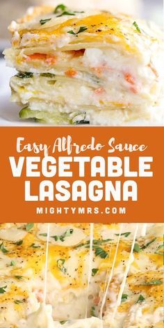 easy alfredo sauce vegetable lasagna with cheese