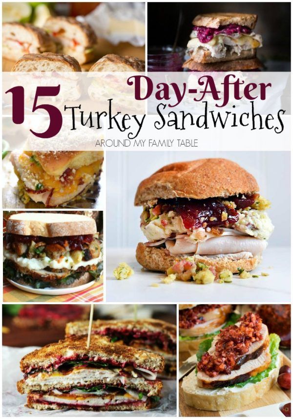 the cover of fifteen day after turkey sandwiches, with pictures of different types of sandwiches