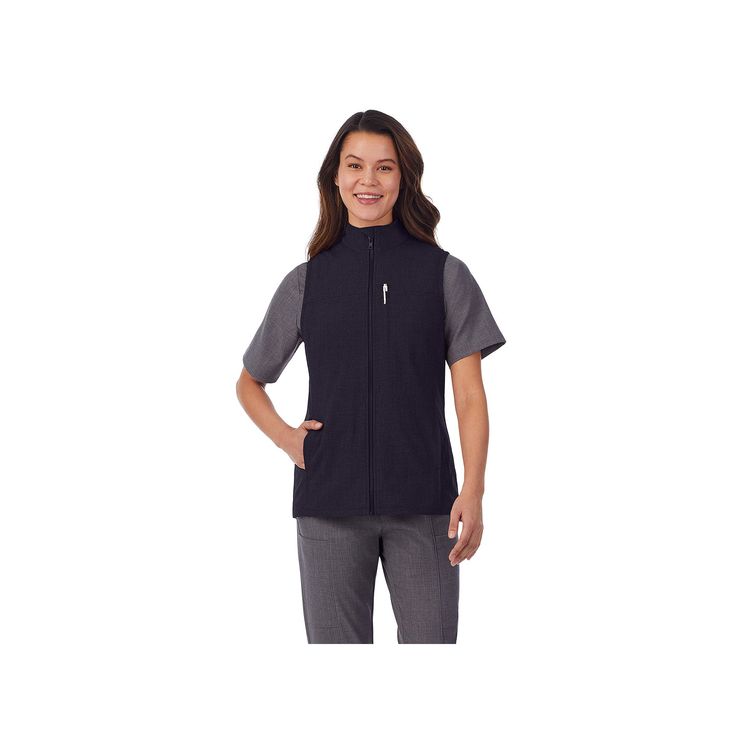 Featuring ample pockets and a stretch construction for ease of motion, this women's Cuddl Duds Scrubs vest is perfect for layering on a busy day. Featuring ample pockets and a stretch construction for ease of motion, this women's Cuddl Duds Scrubs vest is perfect for layering on a busy day.Click on this INTIMATES & SLEEPWEAR Guide to find the perfect fit and more! High neck for warmth 1 chest pocket with pen slot, 2 exterior pockets, 2 interior pockets Stretch construction for ease of motion Ful Functional Workwear Vest With Multiple Pockets, Solid Vest With Pockets For Workwear, Utility Tops With Pockets For Layering, Workwear Vest With Functional Pockets, Functional Vest With Pockets For Workwear, Functional Workwear Vest With Pockets, Utility Work Vest With Functional Pockets, Functional Fitted Tops With Pockets, Fitted Utility Vest For Workwear