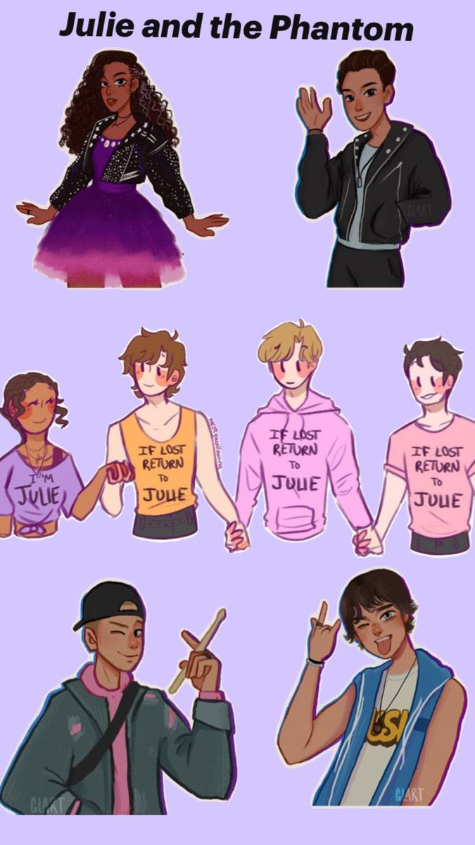 an image of some people with different outfits and words on their shirts that say, i love