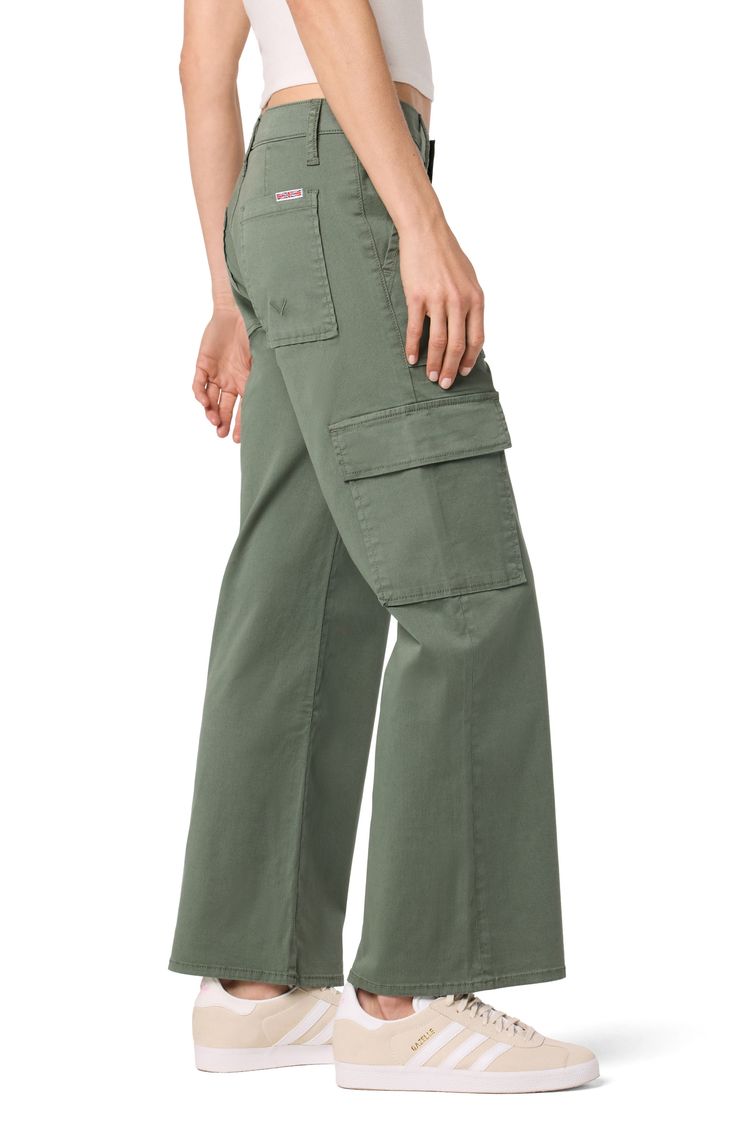 Elevate your wardrobe with high-waisted cargo pants cut from comfortable stretch-cotton twill in a trendy ankle-crop silhouette. 11" rise, 22" leg opening Zip fly with button closure 98% cotton, 2% spandex Machine wash, tumble dry Imported Mid-rise Cotton Utility Cargo Pants, Mid-rise Cotton Cargo Work Pants, Versatile Full-length Cotton Cargo Pants, High Rise Cotton Cargo Pants With Multiple Pockets, High Rise Cotton Cargo Pants With Hip Pockets, Versatile Straight Leg Cotton Cargo Pants, Versatile Cotton Straight Leg Cargo Pants, High Rise Cotton Pants With Flap Pockets, Versatile Cargo Pants With Patch Pockets