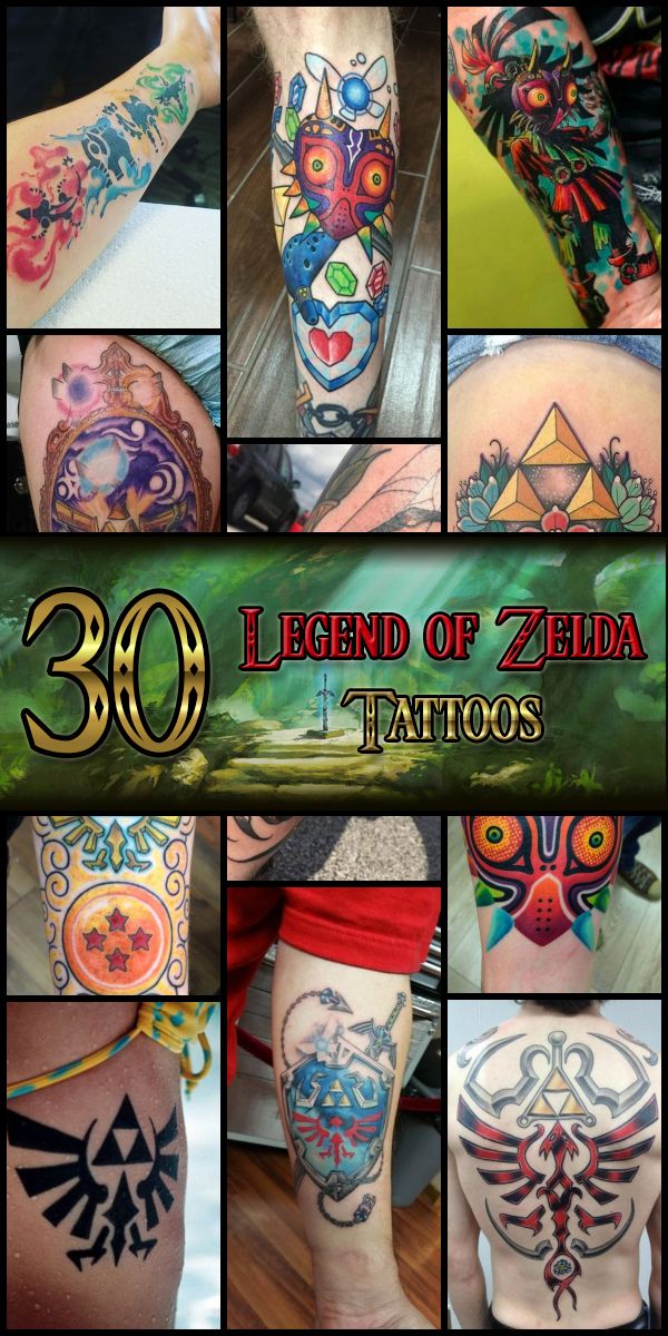 the legend of zelda tattoos are all different colors and designs, but there is no image