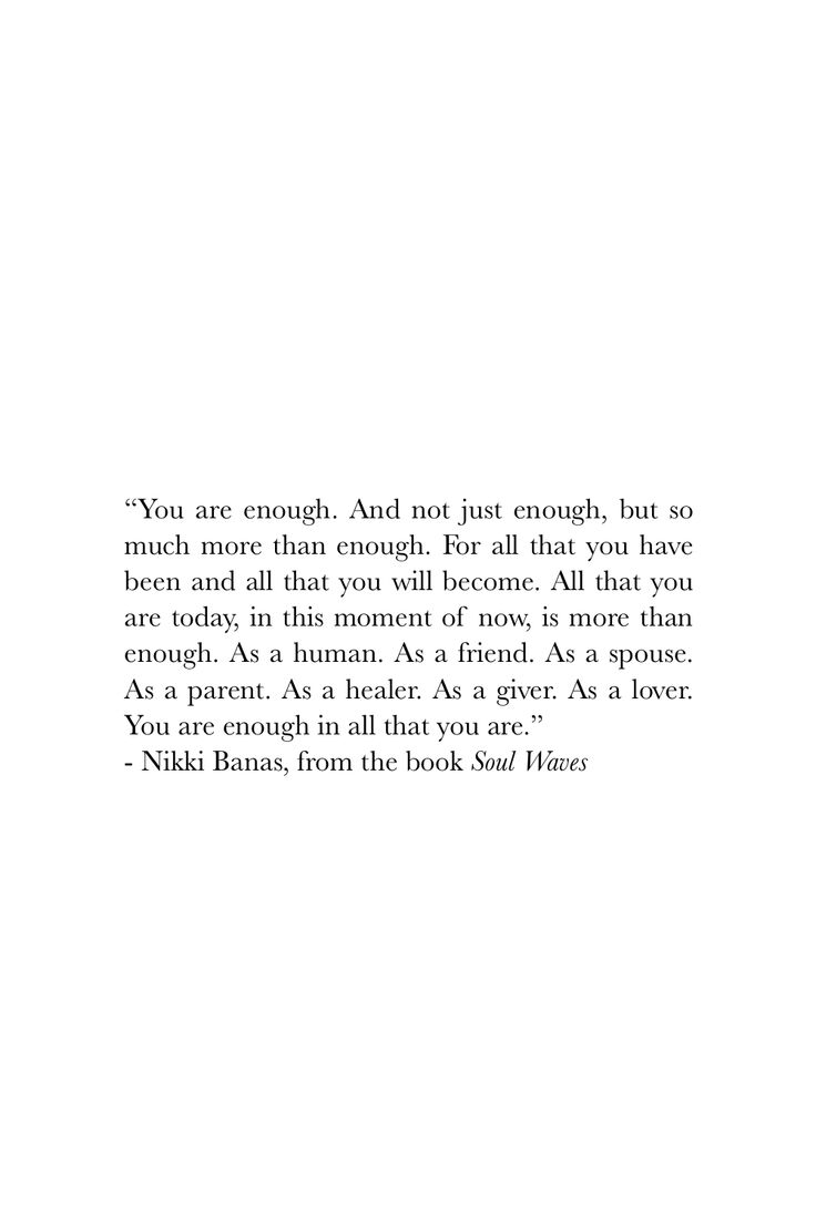 an open book with the words you are enough and your first thought is too much more than enough for all that you have