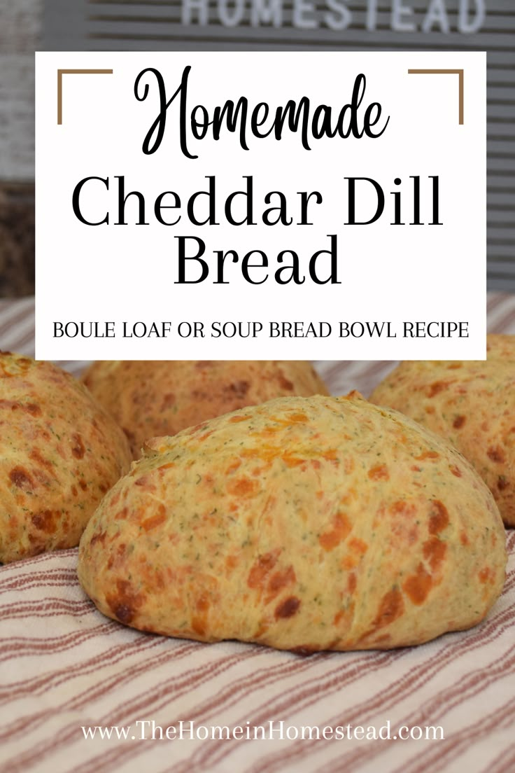 homemade cheddar dill bread with text overlay