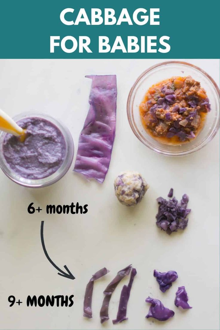 the instructions for how to make homemade baby food with cabbage and raisins in bowls