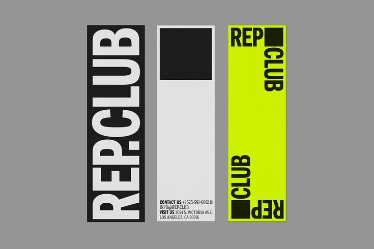 the rep club logo is shown in black, white and neon green colors on a gray background